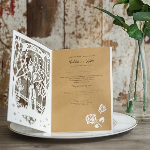 FAIRE-PART MARIAGE CISELÉ MOTIF ARBRE – Image 3