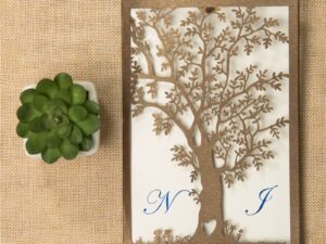 FAIRE-PART MARIAGE MOTIF ARBRE ET COEUR