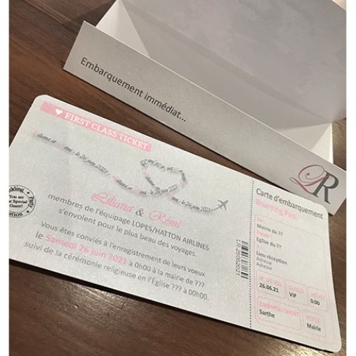 FAIRE-PART MARIAGE THÈME VOYAGE ROMANTIQUE – Image 3