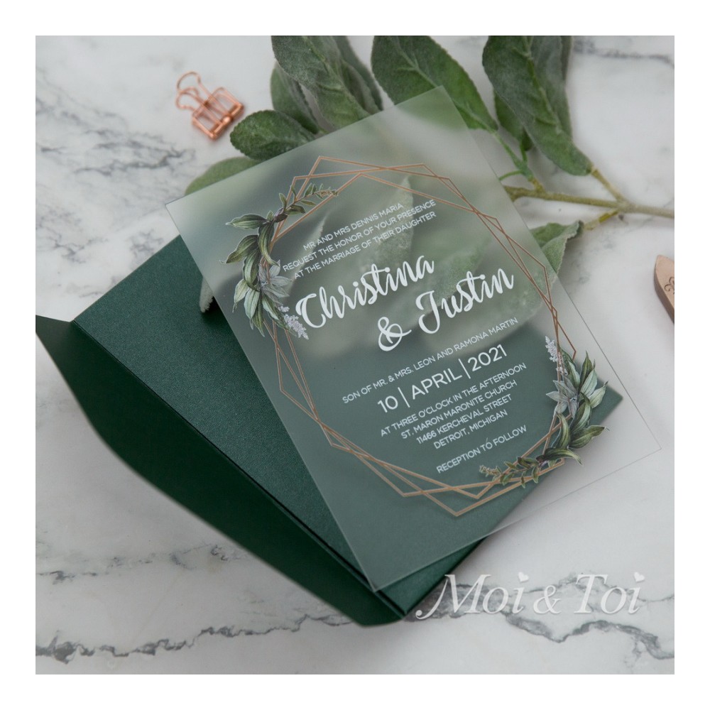 FAIRE-PART PLEXIGLAS OPAQUE